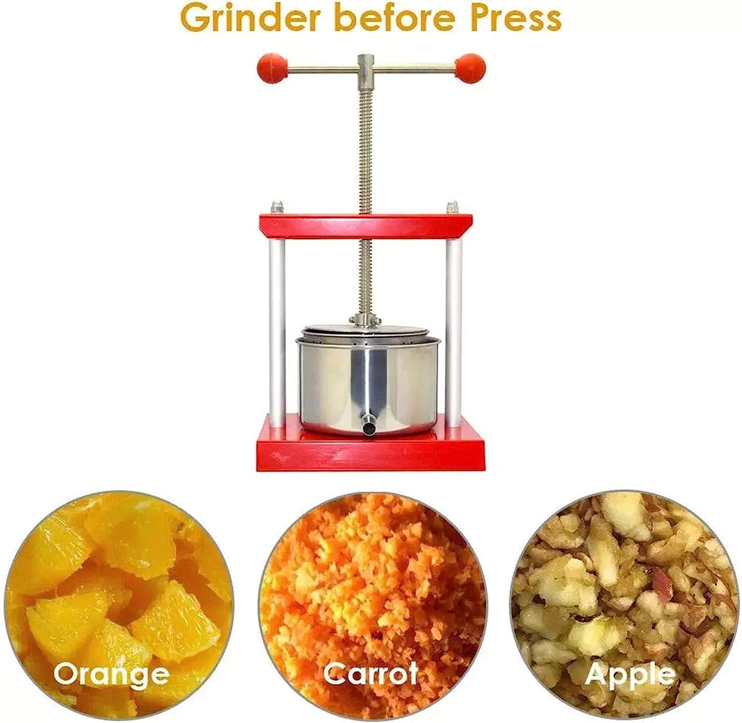 Honey Press Extractor, Manual Fruit Wine Press Stainless Steel for Winemaking/Dying/Vegetable/Honey/Olive Oil (2L)