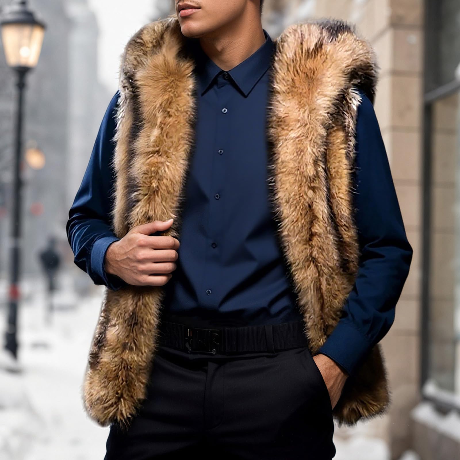 Jacke Herren Winter, Herren Kunstlederjacke Langarm Kapuzenmantel Warme Winter Outwear Lässiger Stilvoller Mantel Für Männer