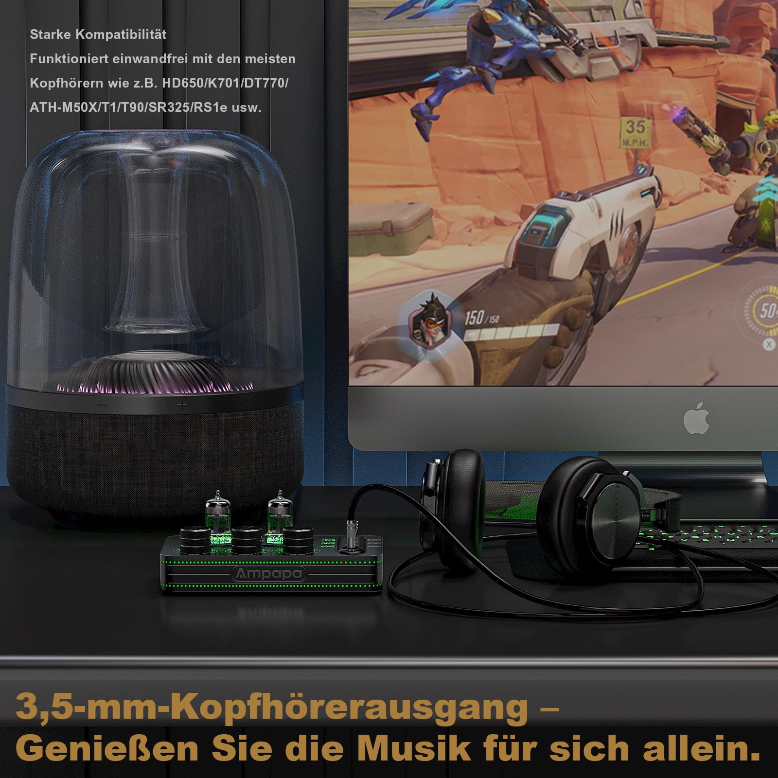 A1 Phono Röhren Vorverstärker, Hi-Fi Audiophiler Vorverstärker, Kopfhörerverstärker, für MM Plattenspieler, mit Ton anpassen für Home Audio Plattenspieler Lautsprecher, Desktop Computer