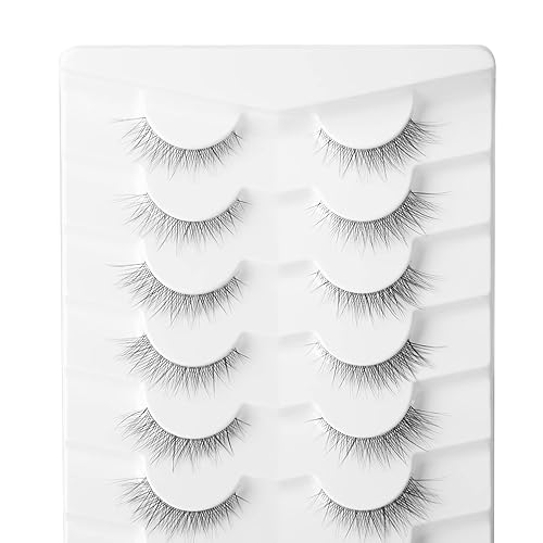 Miniatura 2 de Gmagictobo Pestañas postizas cortas naturales, paquete de pestañas postizas de volumen ligero, banda transparente, pestañas postizas suaves, paquete