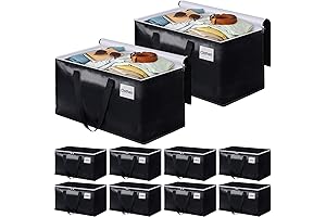 BlissTotes [76L, 10-Pack, Black]| Heavy Duty Moving Boxes