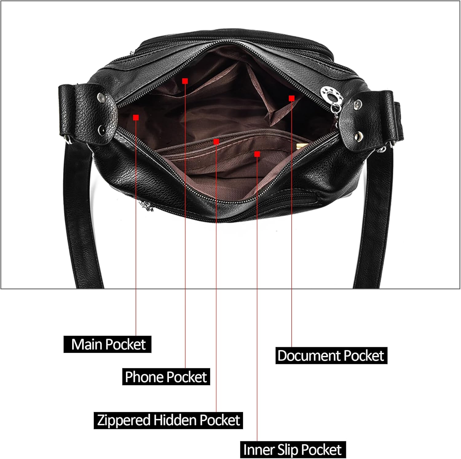 XSDTYYLQ Crossbody Bags for Women Travel,Trendy Vegan Leather Multi Pocket Ladies Handbags,Shoulder Purses,Gifts For Women - Image 7