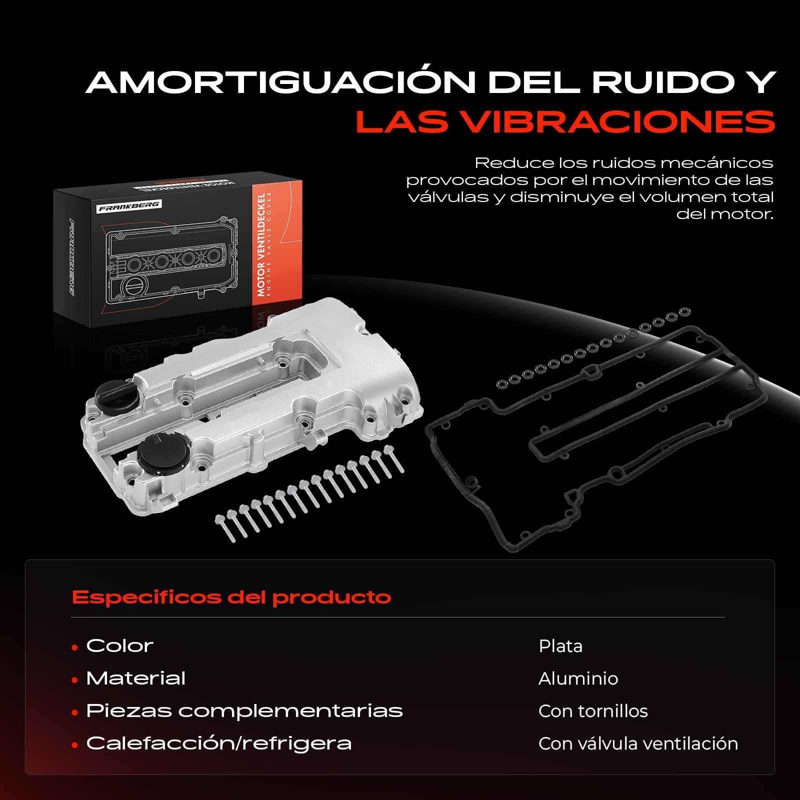 Frankberg Tapa de válvulas Tapa de culata Con junta Válvula de purga Compatible con Corsa D S07 Cruze J300 Trax Volt Adam M13 Ampera R12 Astra J P10 Replace# 55573746