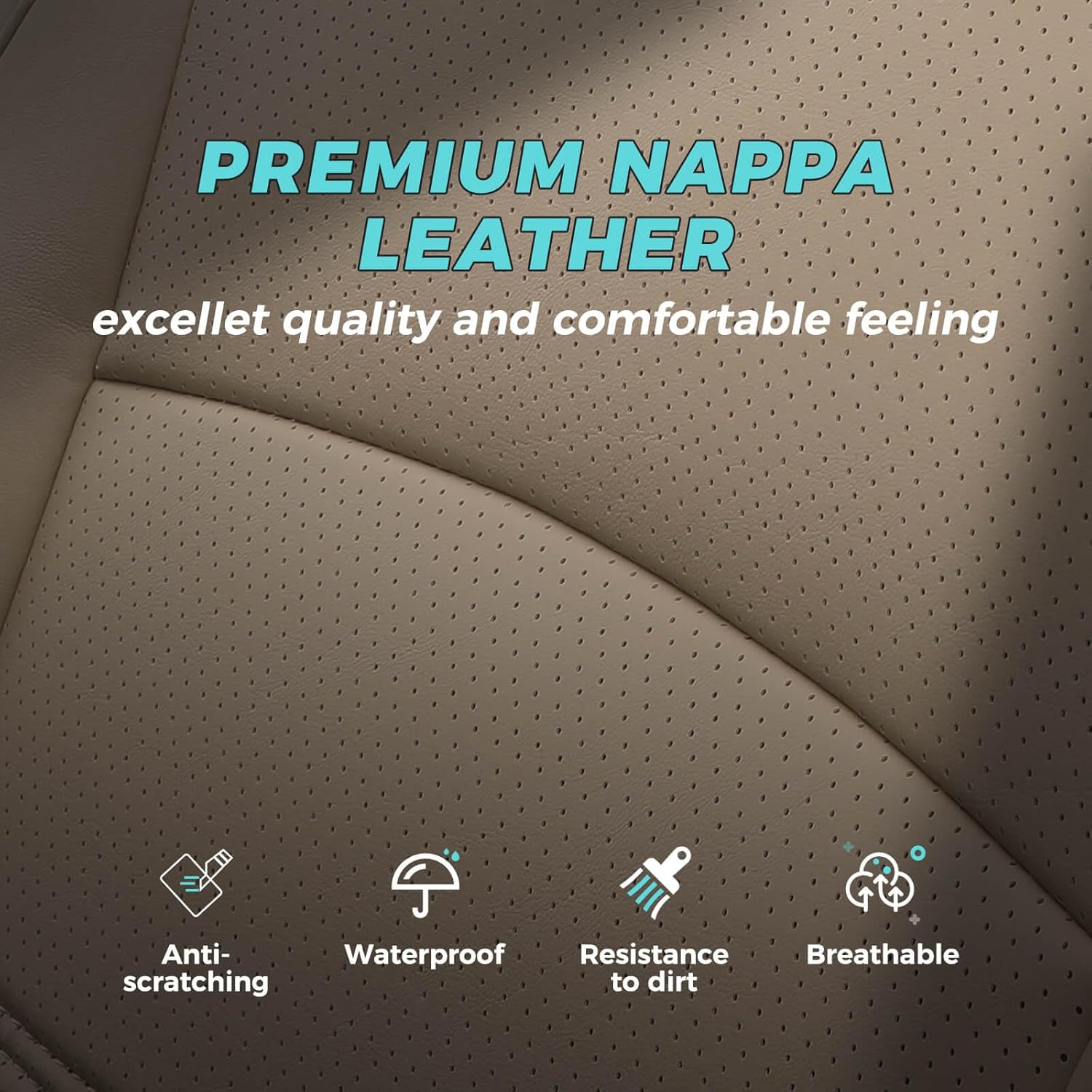Highlander Seat Covers 2014 2015 2016 2017 2018 2019, Only 1&2-Row Captain's Chairs, Faux Leather for Toyota Highlander Car Seat Cover Replacement Accessories - Beige