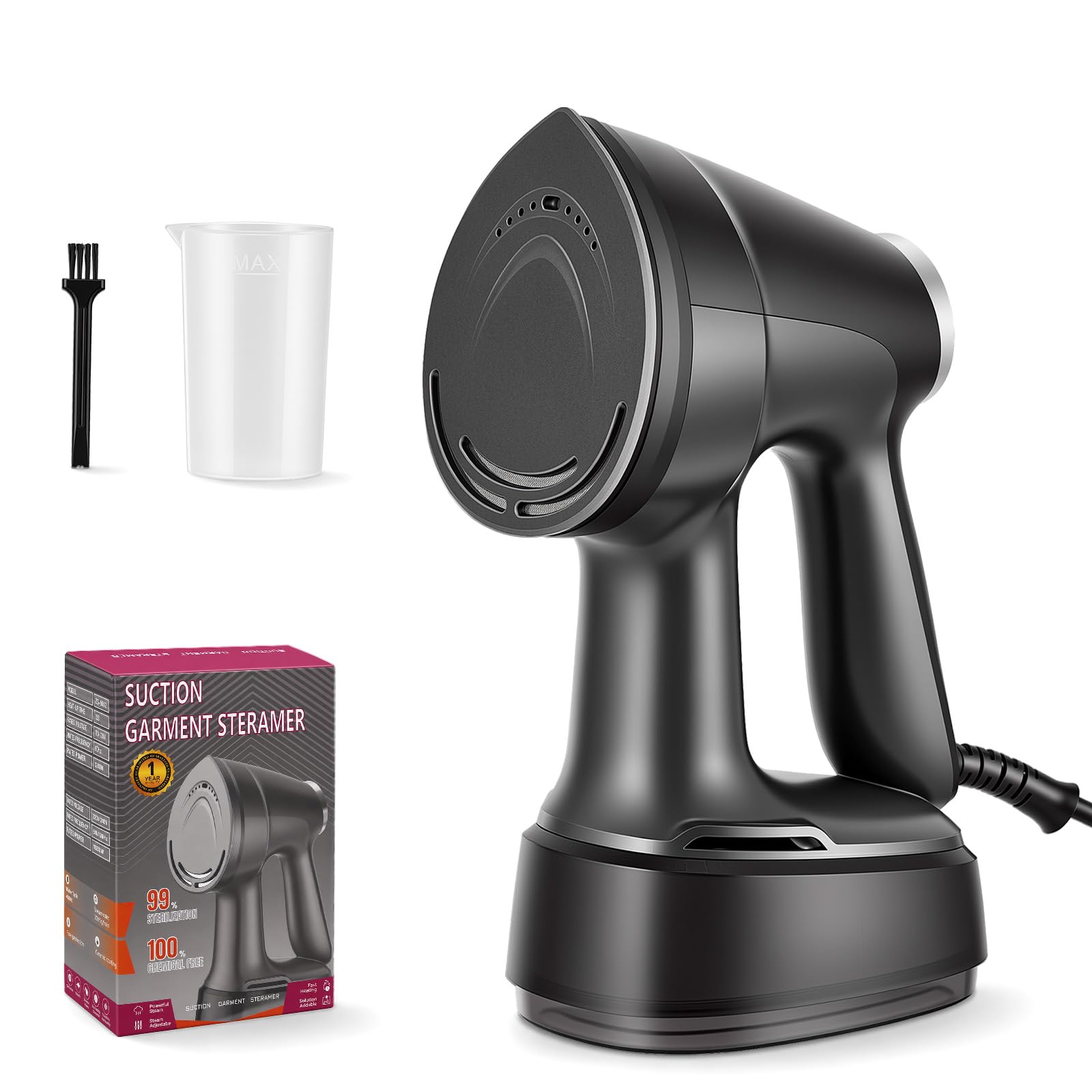 Vacuum Garment Steamer, 1500W 2-in-1 Steam Iron with Suction