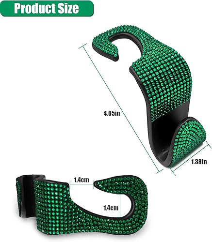 Miniatura 2 de 2 ganchos para asiento de automóvil, ganchos para reposacabezas de automóvil con diamantes de imitación, accesorios universales para el interior del