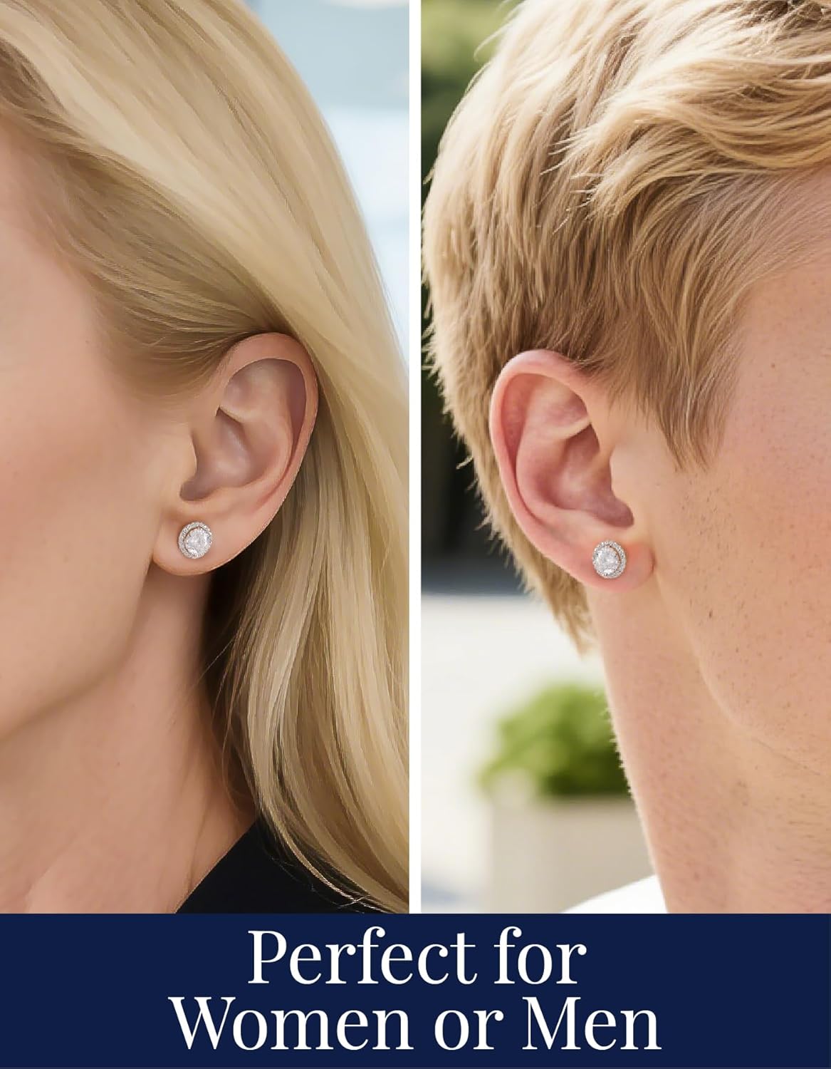 MomentWish Moissanite Earrings for Women, Gifts for Christmas, 1/2 Carat Moissanite Stud Earrings, D Color VVS1 Simulated Diamond 925 Sterling Silver Halo Earrings for Birthday Anniversary - Image 3