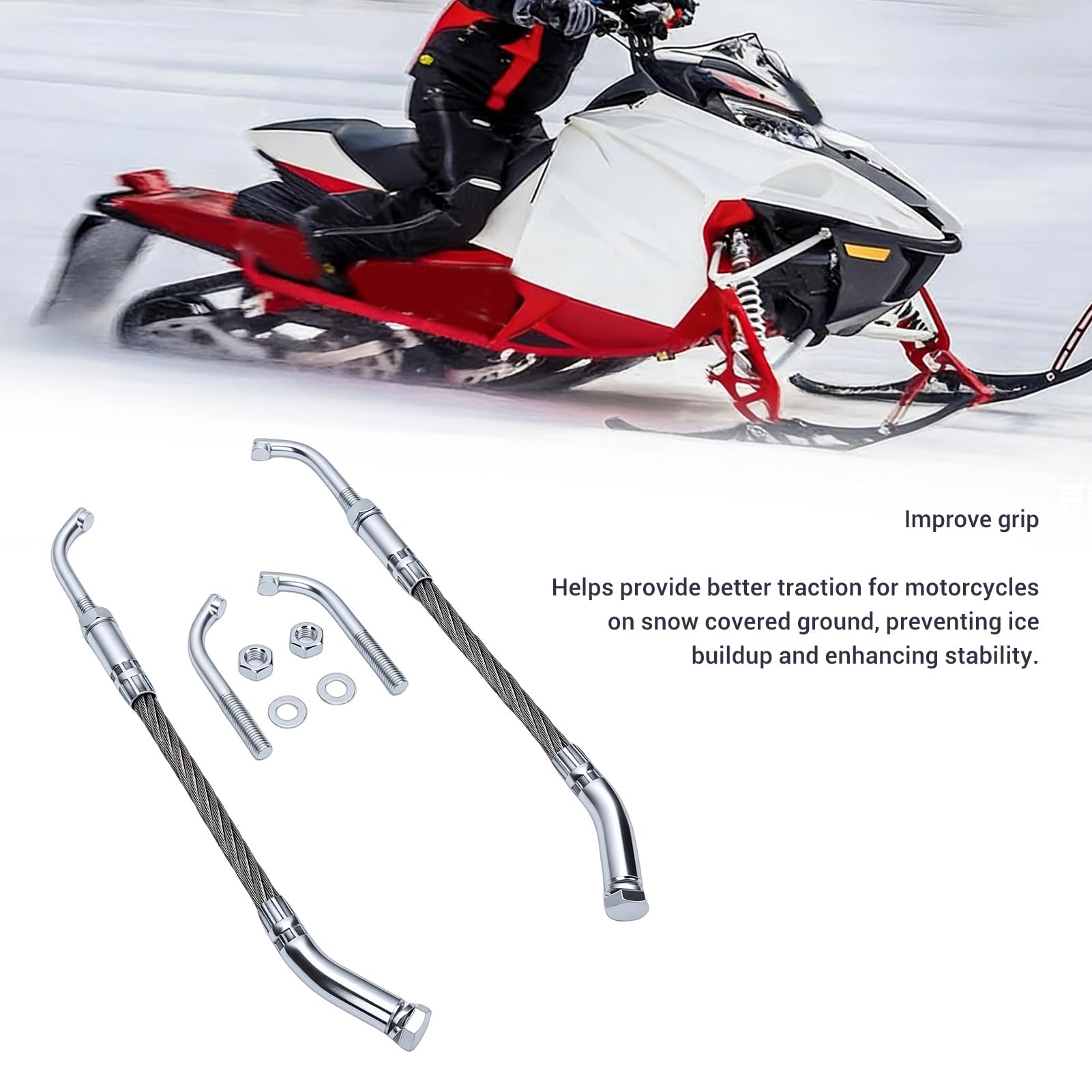 banapoy Eiskratzer Kit für Schienenhöhe 2-1/2 Zoll Alle Schneemobile mit Rückwärts und Nicht Rückwärtsgang Ausgestattet, Schneekratzer Kit für Verbesserte Traktion und Stabilität
