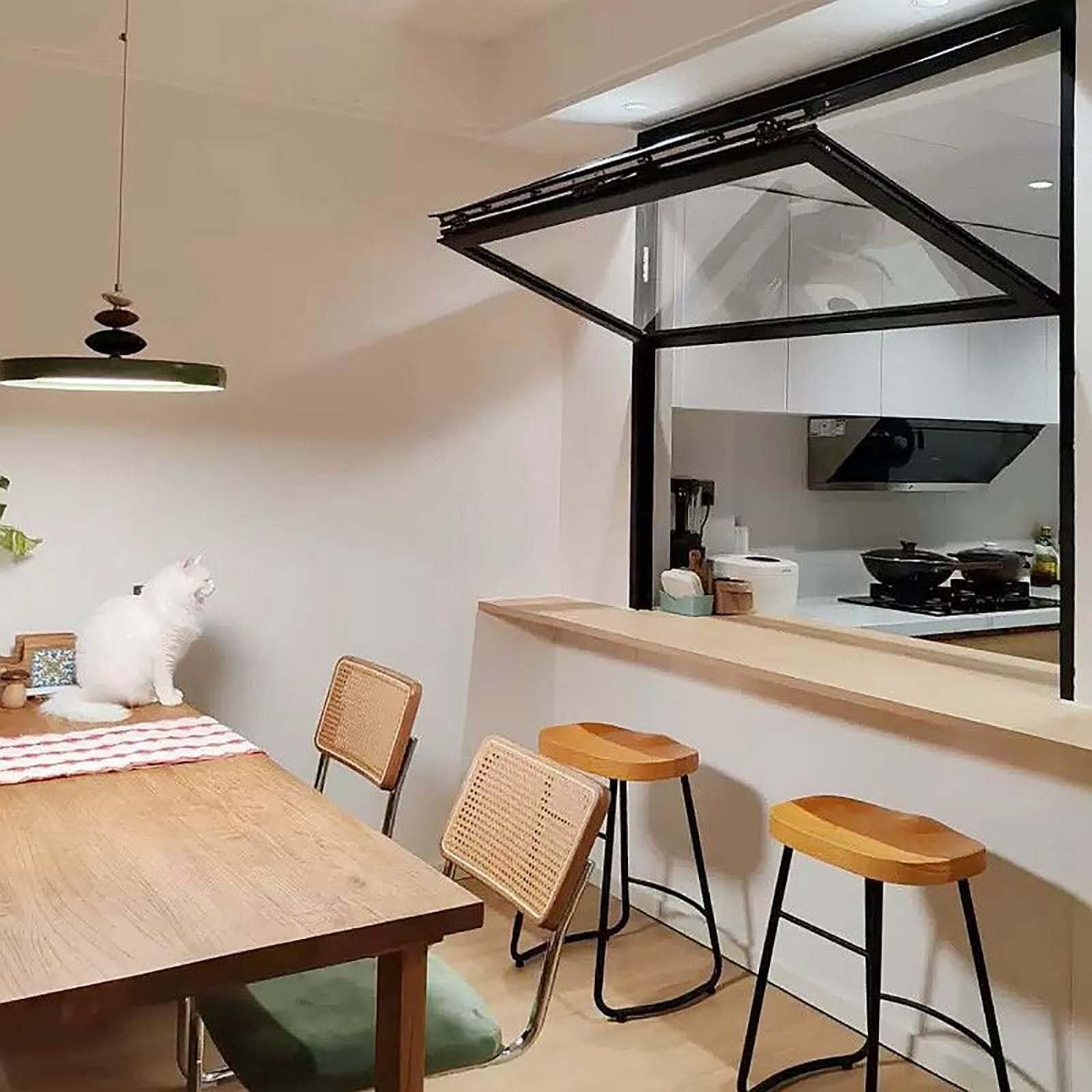 Ventana de servicio para food trucks y quioscos de comida rápida sobre ruedas