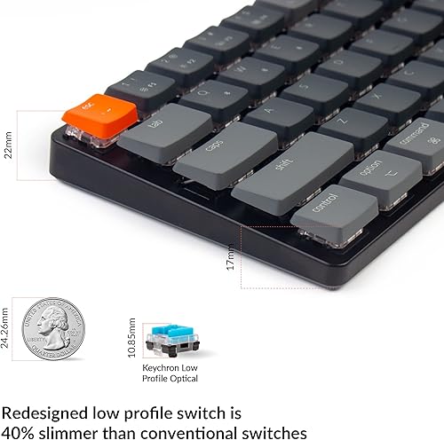 Miniatura 5 de Keychron K7 - Teclado de computadora con 68 teclas ultra delgado RGB retroiluminado en caliente para Mac Windows teclado mecánico inalámbrico