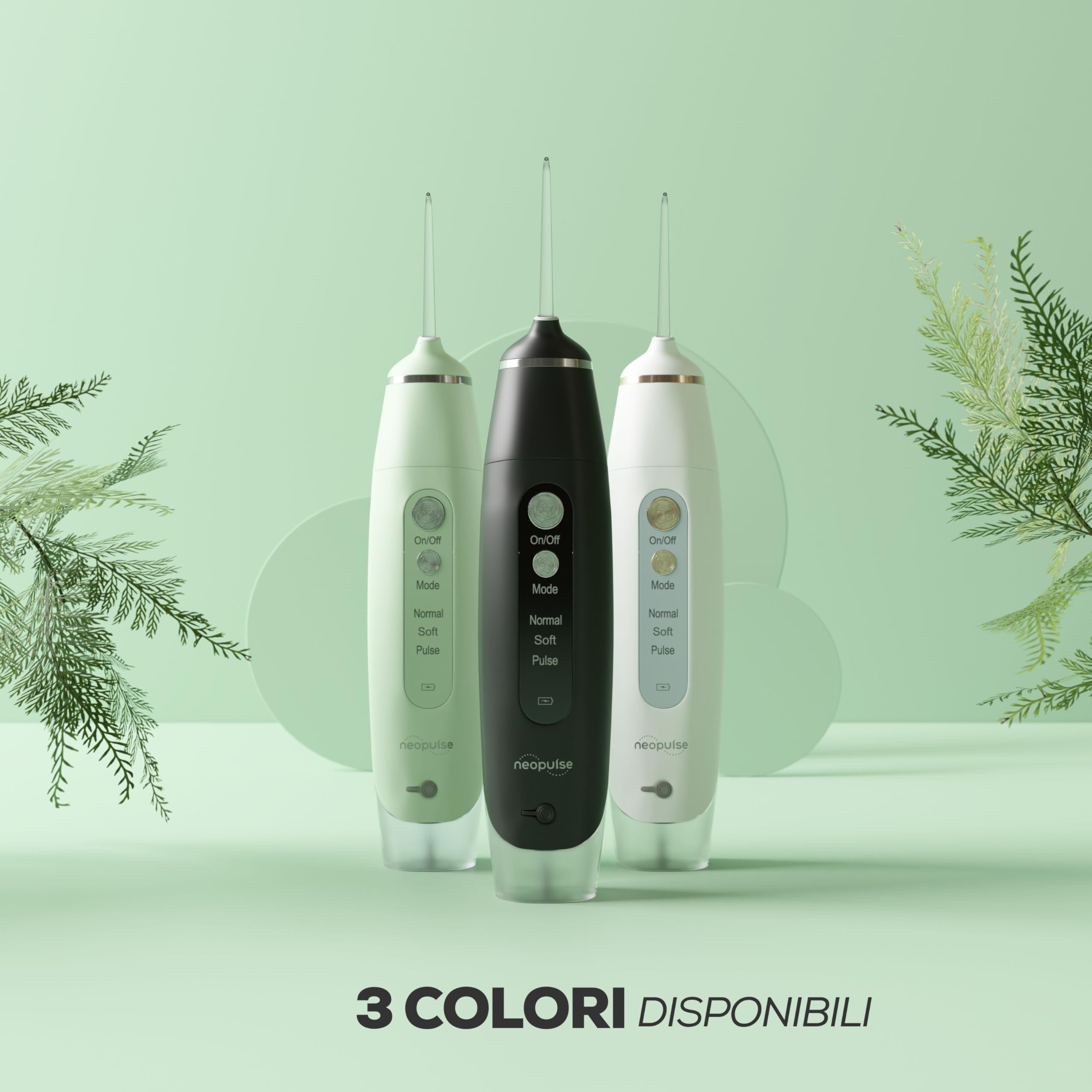 NEOPULSE® My First Jet Dentale Ultra-Compact - Idropulsore 2 in 1-4 cannule, 6 pressioni regolabili, 165 ml serbatoio rimovibile - elimina la placca dentale, pulisce i dispositivi ortodontici - verde