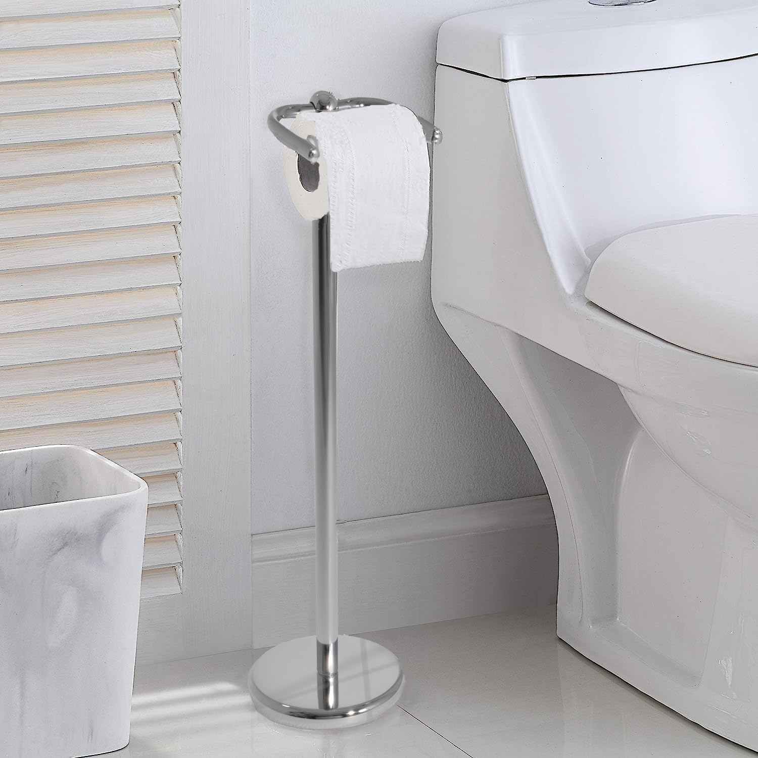 Opus Free Standing Toilet Roll Holder,Silver