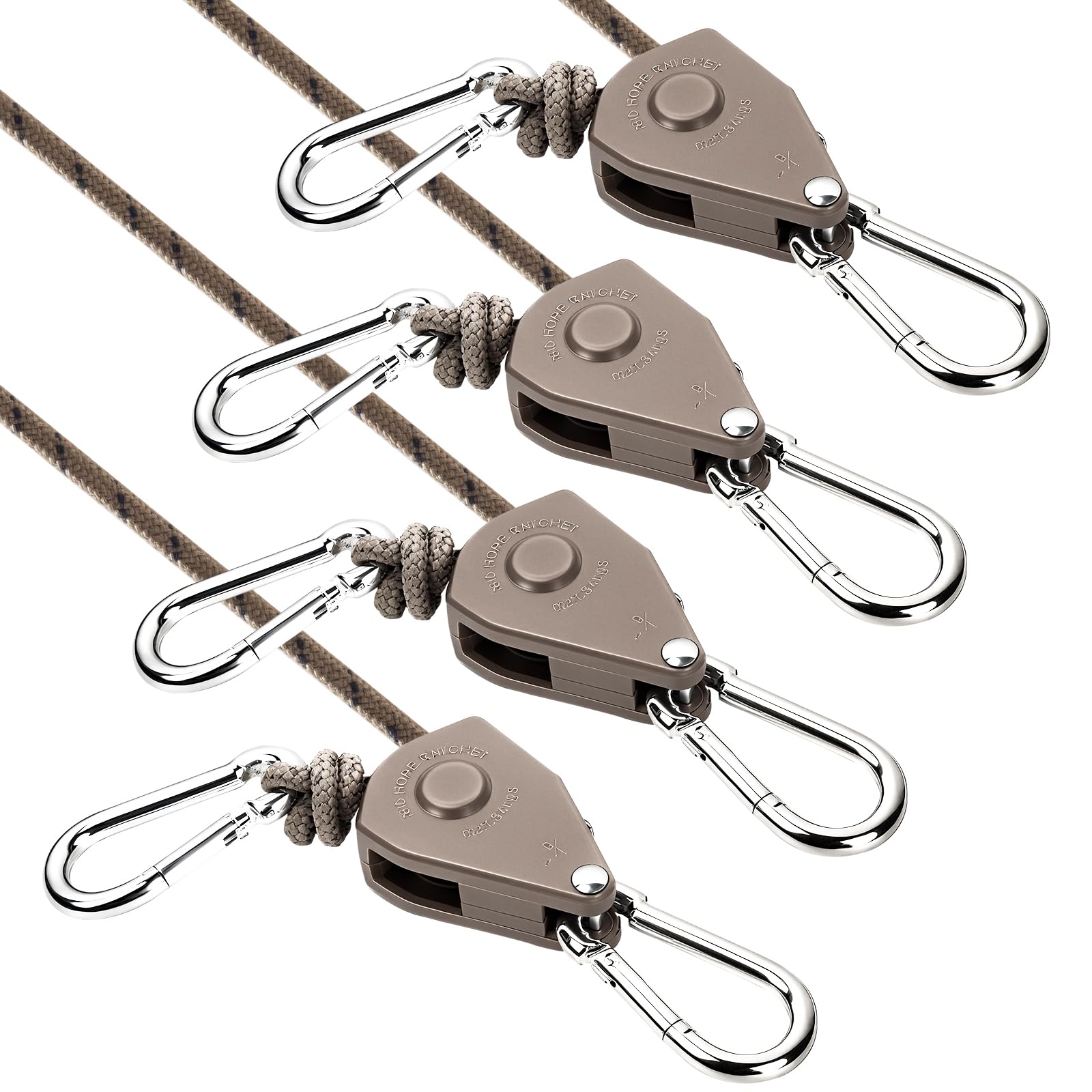 Corde pour auvent avec Crochet et tendeur, 4 m – Sangle à cliquet réfléchissante et réglable pour Lampes de Culture, voiles d'ombrage et auvents de Camping-Car