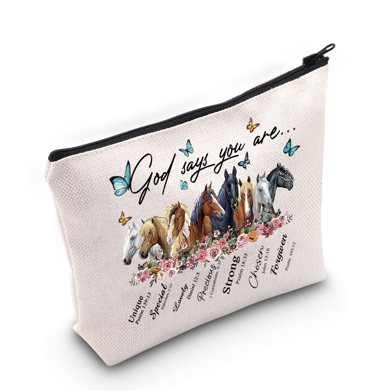 LEVLO Horse Cosmetic Make Up Bag Gift For Horse Lover God Says You Are Unique Special Lovely Chosen Makeup Zipper Pouch Bag (God Says Horse)