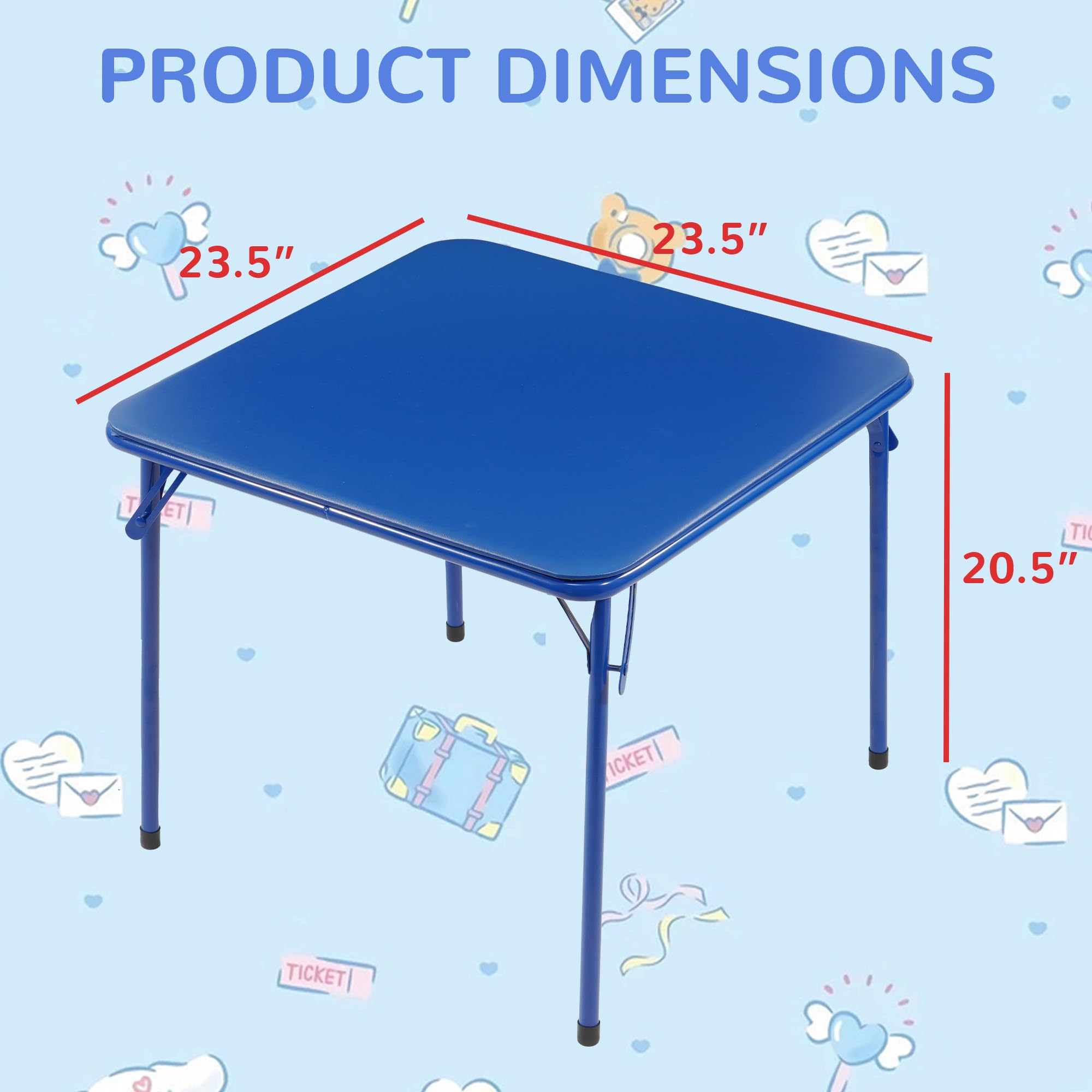Folding Square Table Card Table with Vinyl Padded Top Foldable Activity for Indoor Outdoor Use Perfect for Picnic — view 2