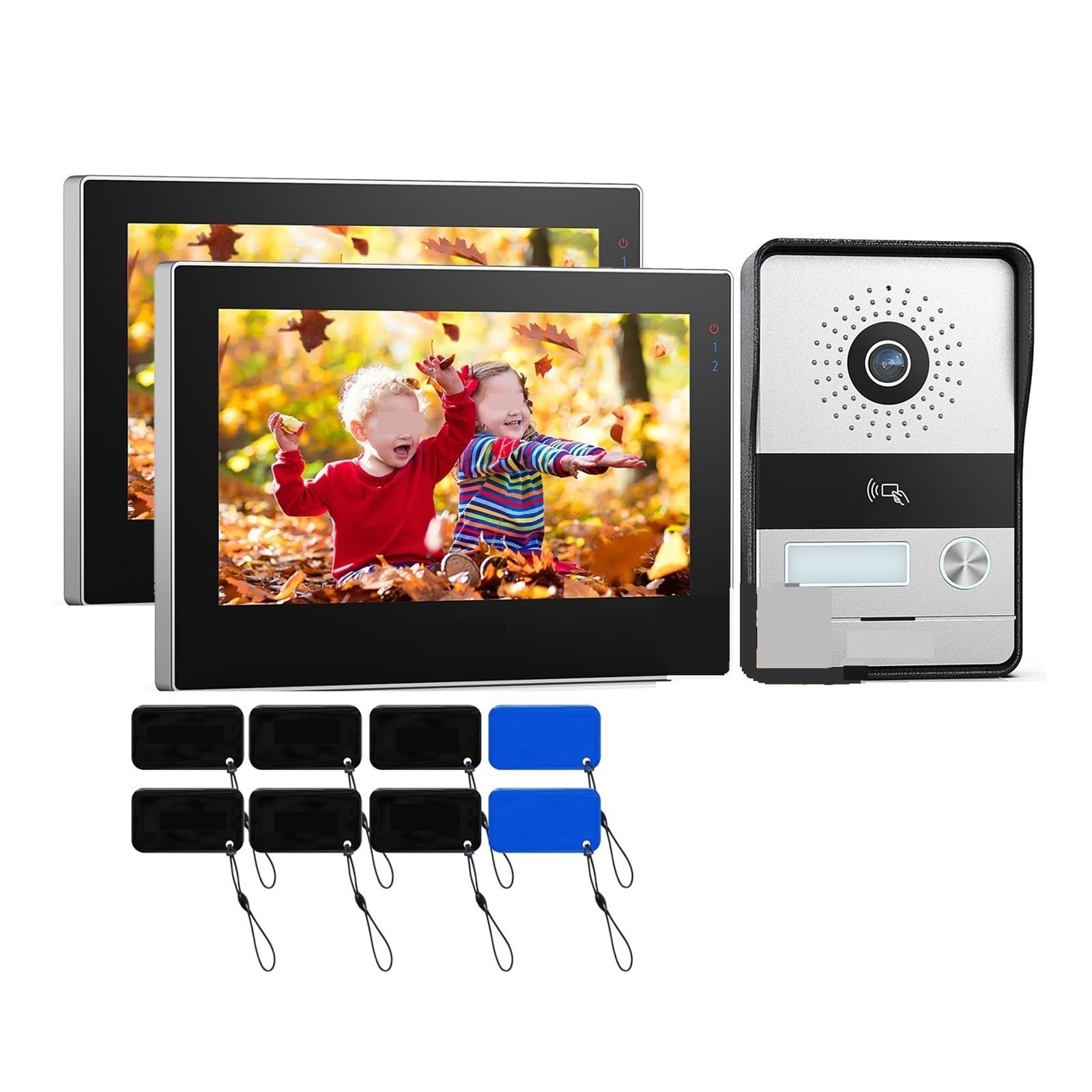 2-przewodowy Wideodomofon WiFi Domofon 7 Cali 1080P Ekran Dotykowy Monitor APP/Swipe/Card 3w1 Odblokuj Instalacja W Mgnieniu Oka(1D2M)