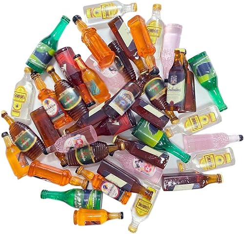 40 botellas de cerveza en miniatura, juegos de vino mixto, modelo mini de vidrio de resina para manualidades, álbum de recortes, decoración de