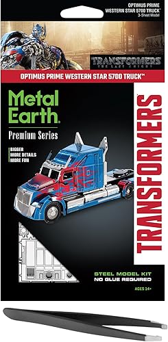 Metal Earth Fascinations Premium Series Transformers Optimus Prime Western Star 5700 Kit de modelo de metal 3D con pinzas