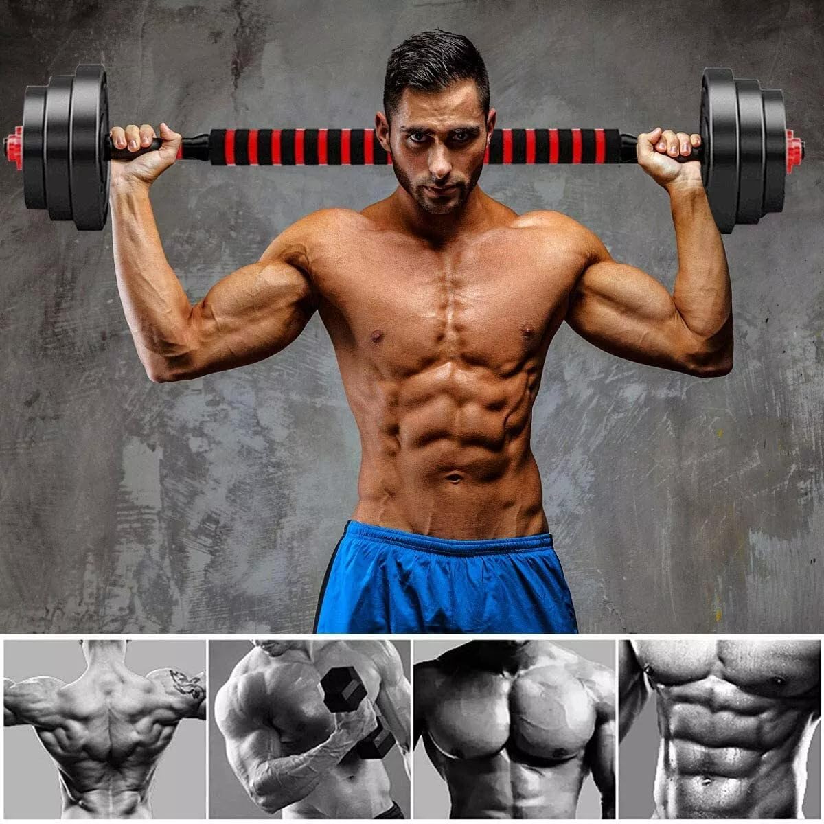 Set Manubri Regolabili Convertibili in Bilanciere 6 in 1 Kettlebell Supporto Flessioni VARI PESI DISPONIBILI 10-40 kg
