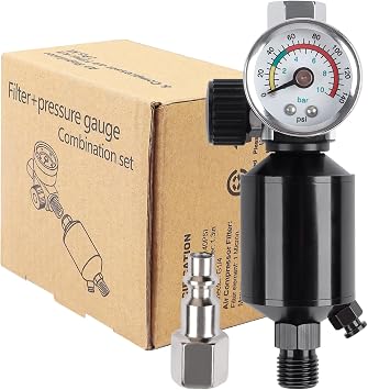 YUZES 1/4" NPT Air Compressor with Filter Regulator, Drain Valve and Gauge for Paint Spary Gun Maximum pressure 140psi