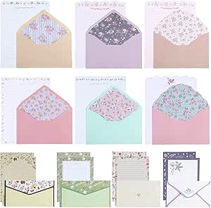 Amazon.com : 72 Pieces Stationery Paper and Envelopes Set Vintage ...