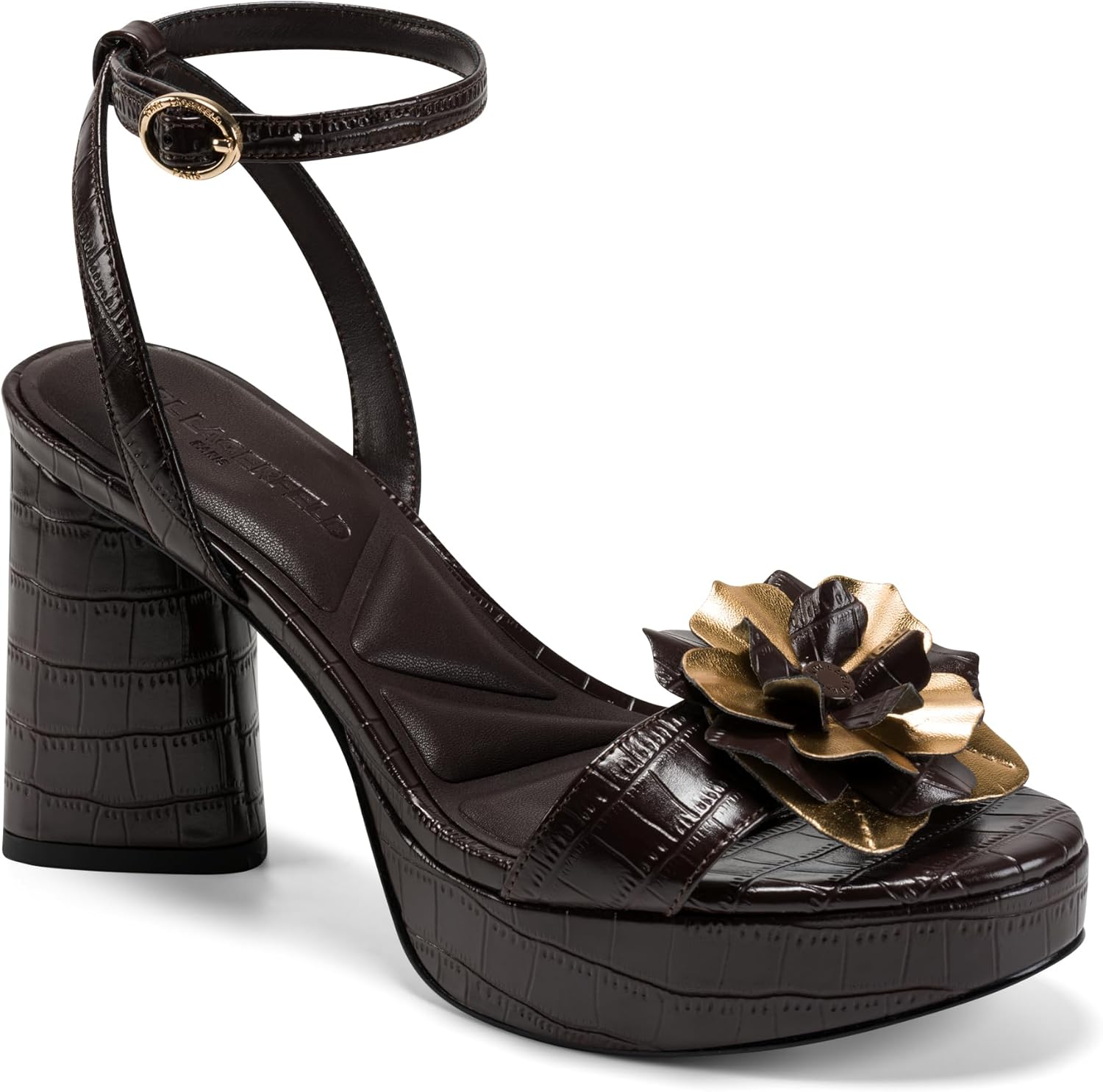 KARL LAGERFELD Women's Haden Platform Heel With Flower Embellishment
