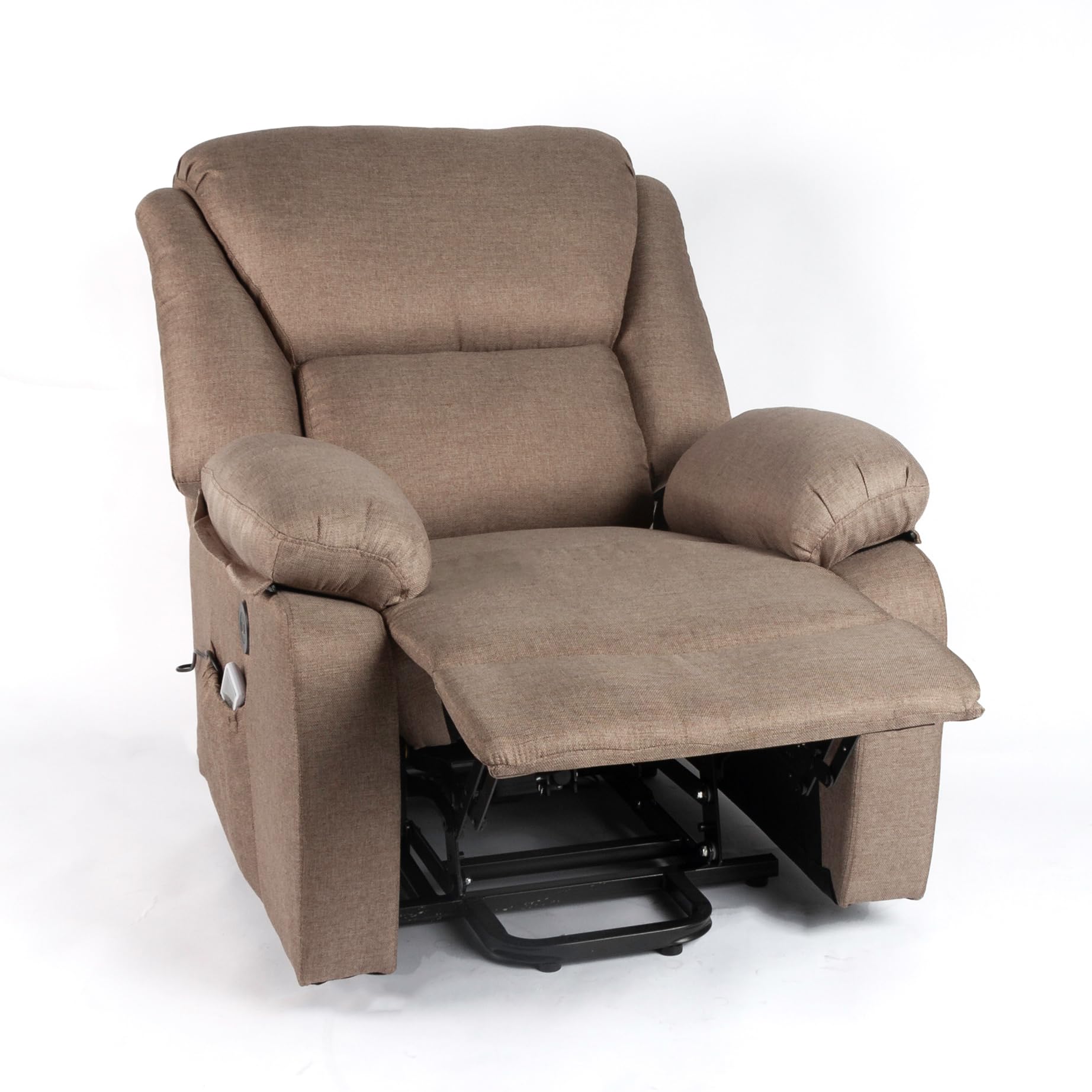 DUPI Sillón Relax Eléctrico Chicago | 8 Modos de Masaje | Calor Lumbar | Reclinable con Mando a Distancia | Fácil Montaje | Microfibra | Capuchino