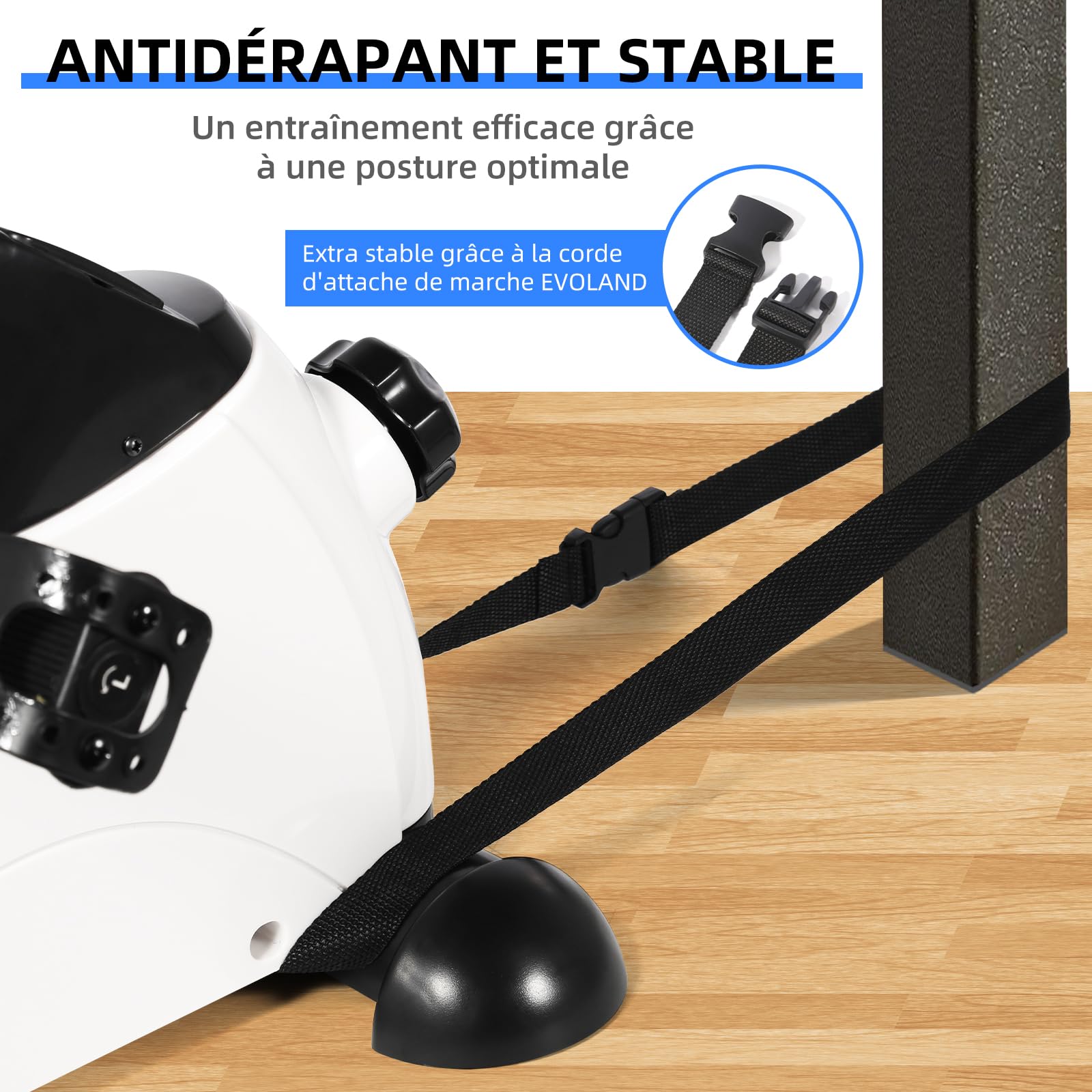 EVOLAND Mini Vélo d'Appartement, Pédale Statique Portable, Résistance Réglable, Ecran LCD Appareil, Appareil d'exercice pour Les Jambes et Les Bras Travailler