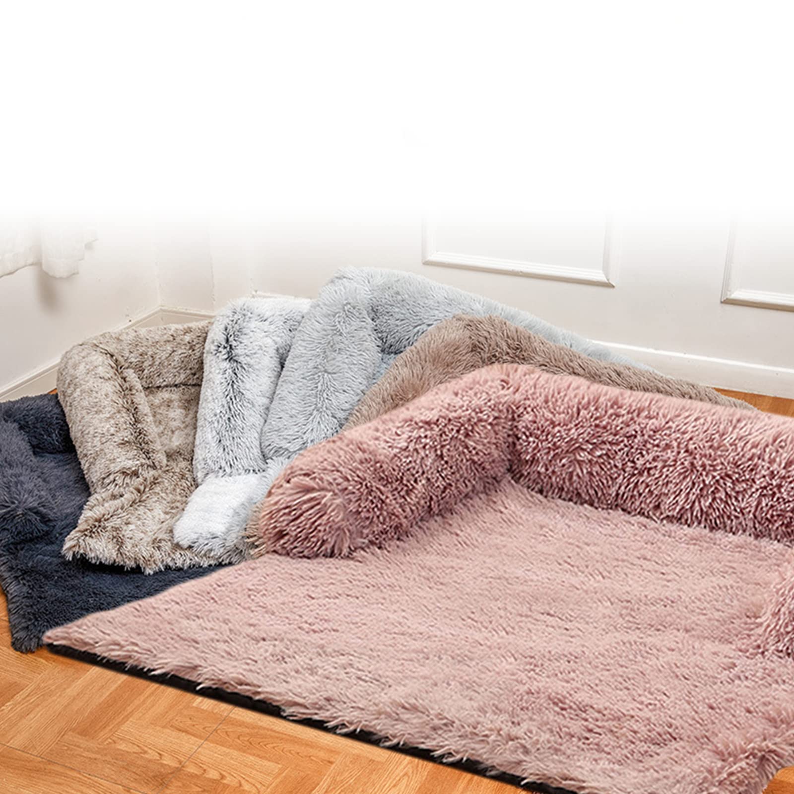 Sofá de Felpa Sofá Cama de Felpa for Camas de Felpa de Invierno Cojín Cama de Felpa Cama for Mascotas for Coche Confort Cálido for Accesorios de Perreras/296(Gradient Coffee Righ)