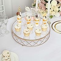 Vista 8 de Efavormart Soporte redondo de 16" para tartas de metal geométrico con base para pasteles y tapa de vidrio con acabado metálico brillante