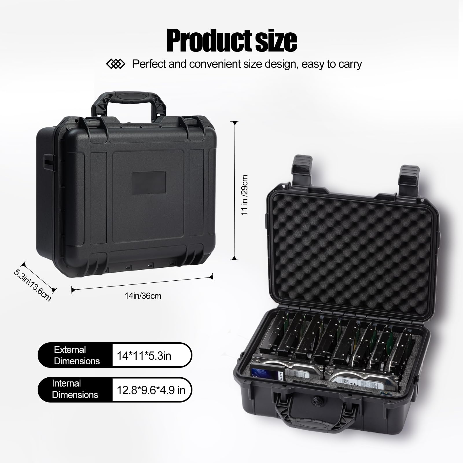 Custodia per disco rigido, 10 alloggiamenti di protezione HDD Storage Box, adatta per HDD da 3,5 pollici