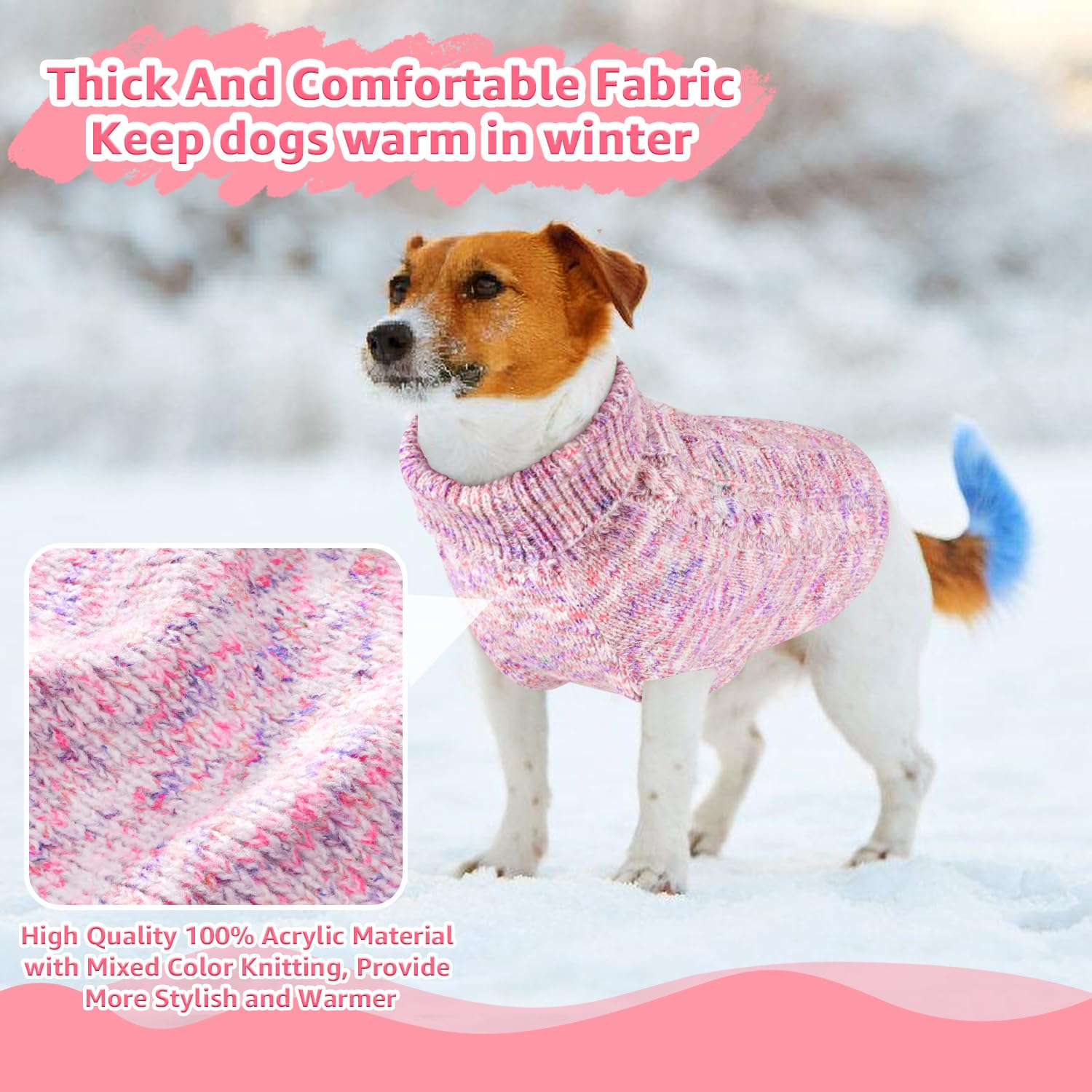 Purple Small Dog Sweater With Leash Hole - Cozy Turtleneck Knit Pet Clothes For Small Dogs & Puppies, Warm Soft Stretch Winter Shirt