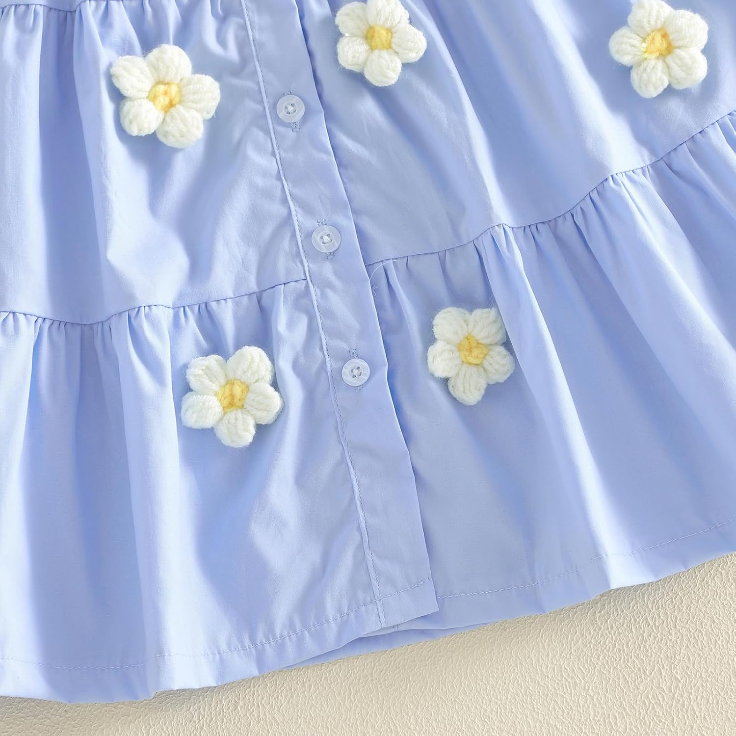 Muasaaluxi Toddler Baby Girl Outfit Short Sleeve Lapel Neck Star/Bunny/Carrot/Flower Embroidery Dress Playwear Summer Clothes - Image 5