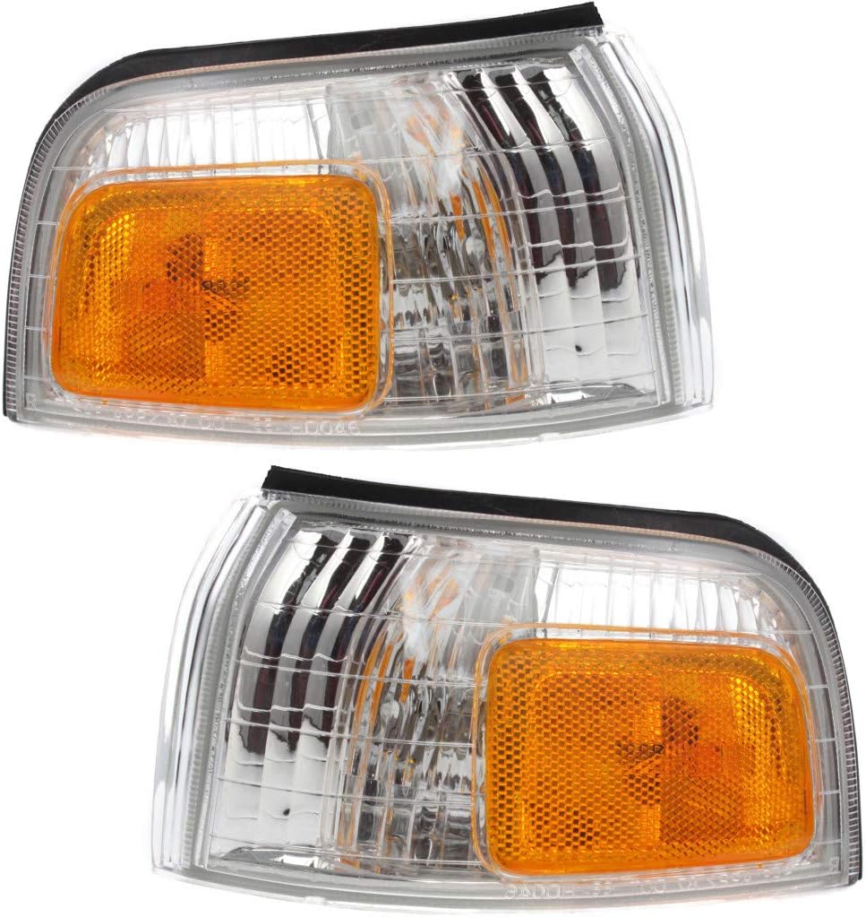 For 1990 1991 Honda Accord Pair Front Park/Signal/Side Marker Lights Driver and Passenger Side Park/marker combination HO2550110 HO2551111 - replaces 34350-SM4-A02 34300-SM4-A02