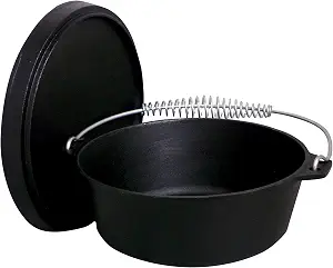 King Kooker 20 Quart Pre-Seasoned Cast Iron Dutch Oven with Lid and Wire Bail Handle