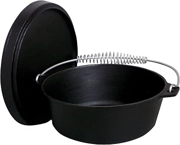 King Kooker 20 Quart Pre-Seasoned Cast Iron Dutch Oven with Lid and Wire Bail Handle- Great for Gumbo, Jambalaya, Chili, Soup and Stew