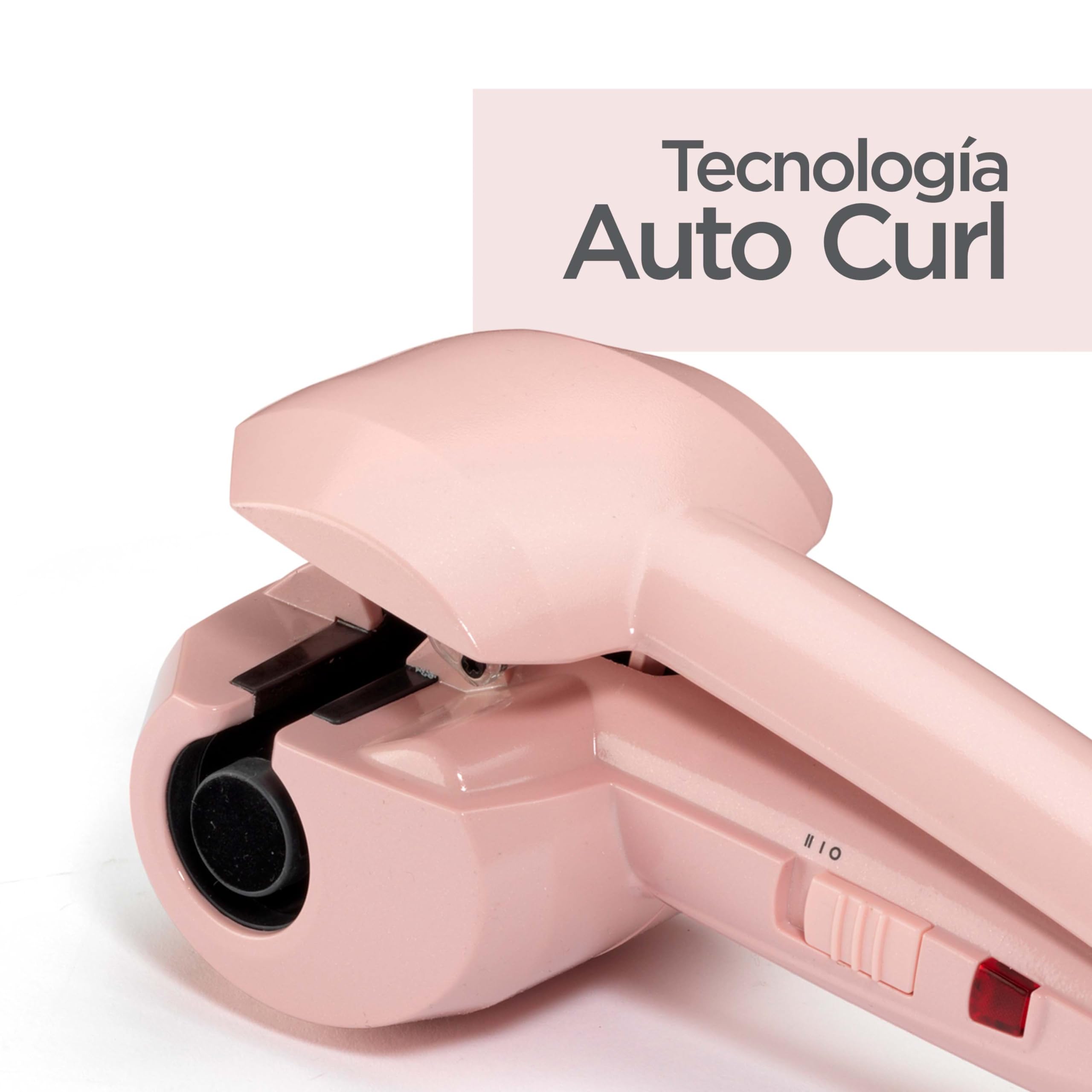 BaByliss Curl Secret Rose Blush - Rizador Automático, Peinados fáciles y rápidos, Rizos duraderos, 2 Ajustes de temperatura, Hasta 205°C, Rosa, 2664PRE