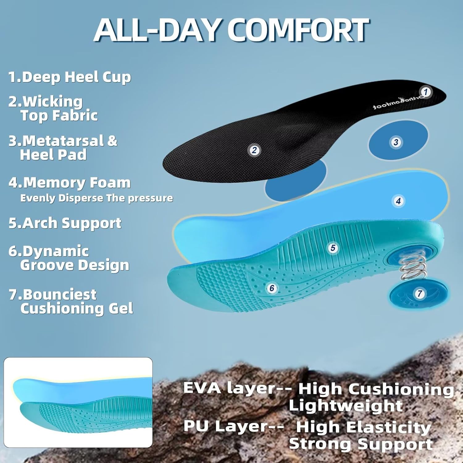 Women's Orthopedic Trail Running Shoes: Comfortable Arch Support Plantar Fasciitis Orthotic Athletic Sneakers, Casual Flat Feet High Arch Tennis Walking Work Hiking Shoes for Foot Heel and Pain Relief - Image 4