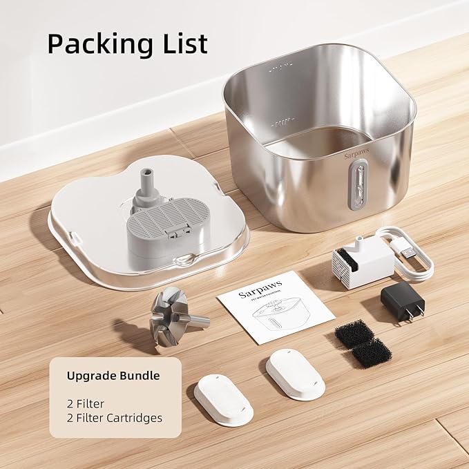 Fuente de Agua para Gatos SARPAWS Acero Inoxidable 2.2L miniatura 8