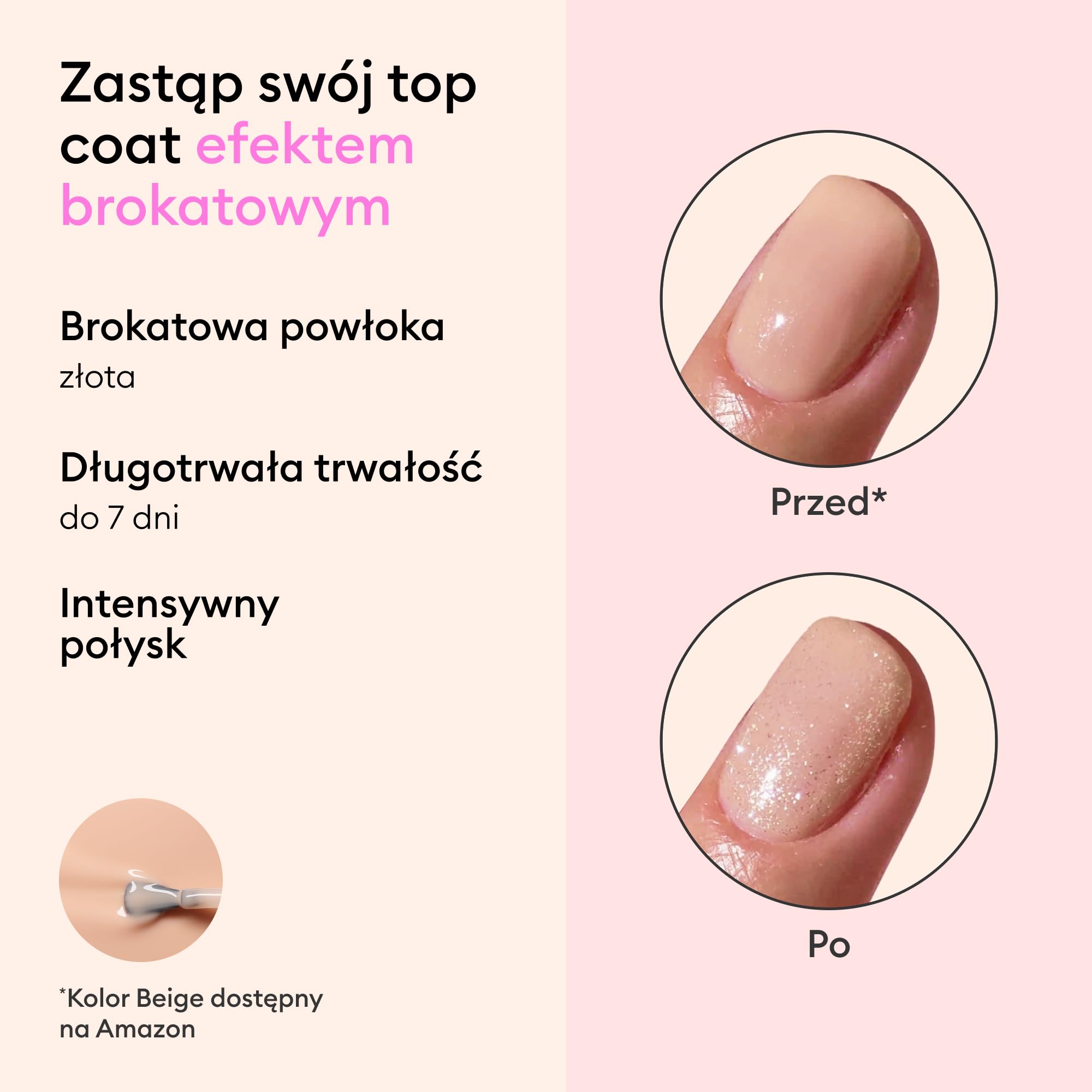 Manucurist - Green™ Złoty Brokatowy Top Coat - Lakier do Paznokci z Efektem Żelowym bez Lampy - Blask i Trwałość do 7 dni - 79,5% Składników Pochodzenia Naturalnego - 15 ml