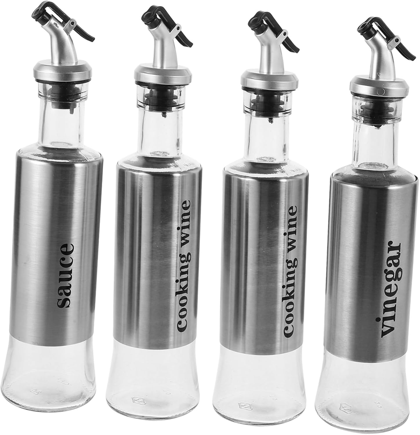 PRETYZOOM 4pcs Oil Dispenser Spray Kitchen Seasoning Containers Oil Pot Stainless Steel Bottle