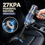 Nettoyeur à vide portatif, 27000Pa/135W Mini Nettoyeur à vide sans fil & 250,000 RPM, 3 Aspirateur de voiture Speeds avec moteur sans brushless, aspirateur sans fil pour bureau, maison, cuisine, bristles