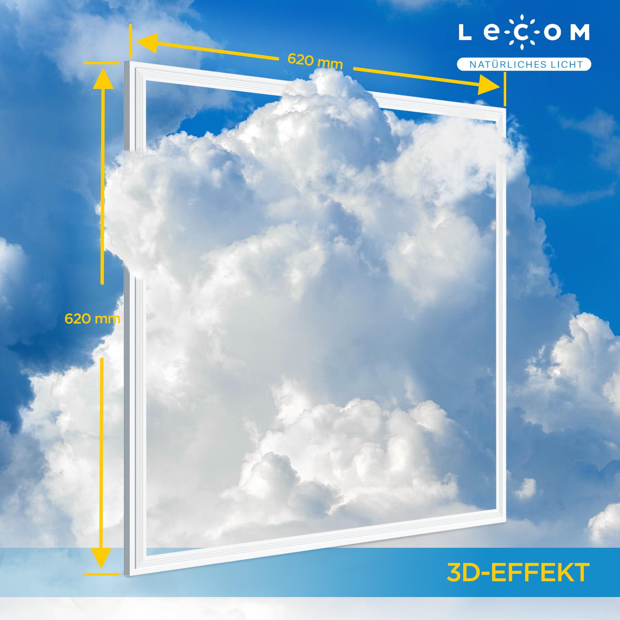 LECOM LED Panel 62x62 3D Sky Wolkendecke Himmel Tageslicht Rasterleuchte