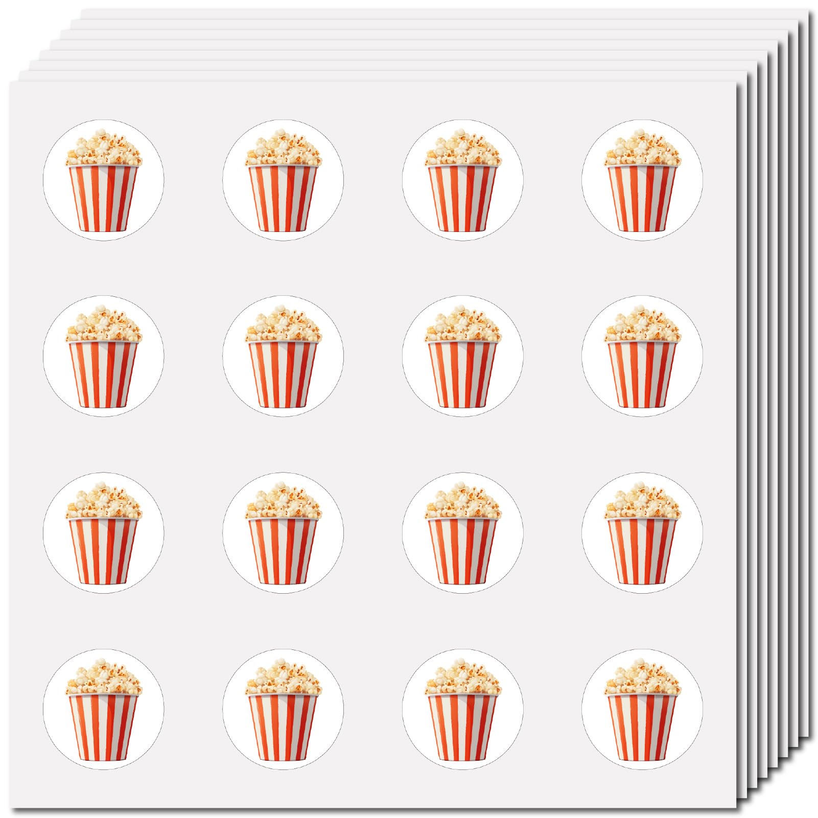 CREATCABIN Popcorn Stickers, 128Pcs 8 Sheets, 0.98 Inch Mini Round