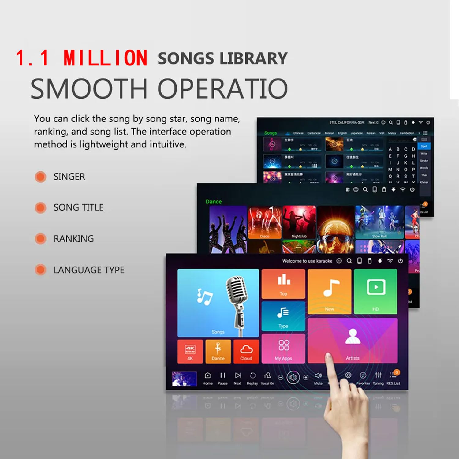 Kit Karaoke Professionale 4K, Macchina Karaoke Touch Screen Capacitivo da 19 Pollici con 2 Microfoni Wireless, Disco Rigido ad Alta velocità 4T Integrato, Doppio Kit per Cantare, Guardare Fi