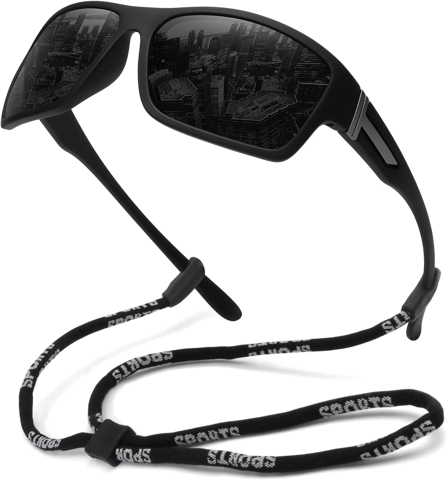 STORYCOAST Polarized Sports Sunglasses for Men Women Unbreakable Frame Cycling Fishing Driving, Black Frame-gray Lens, Standard