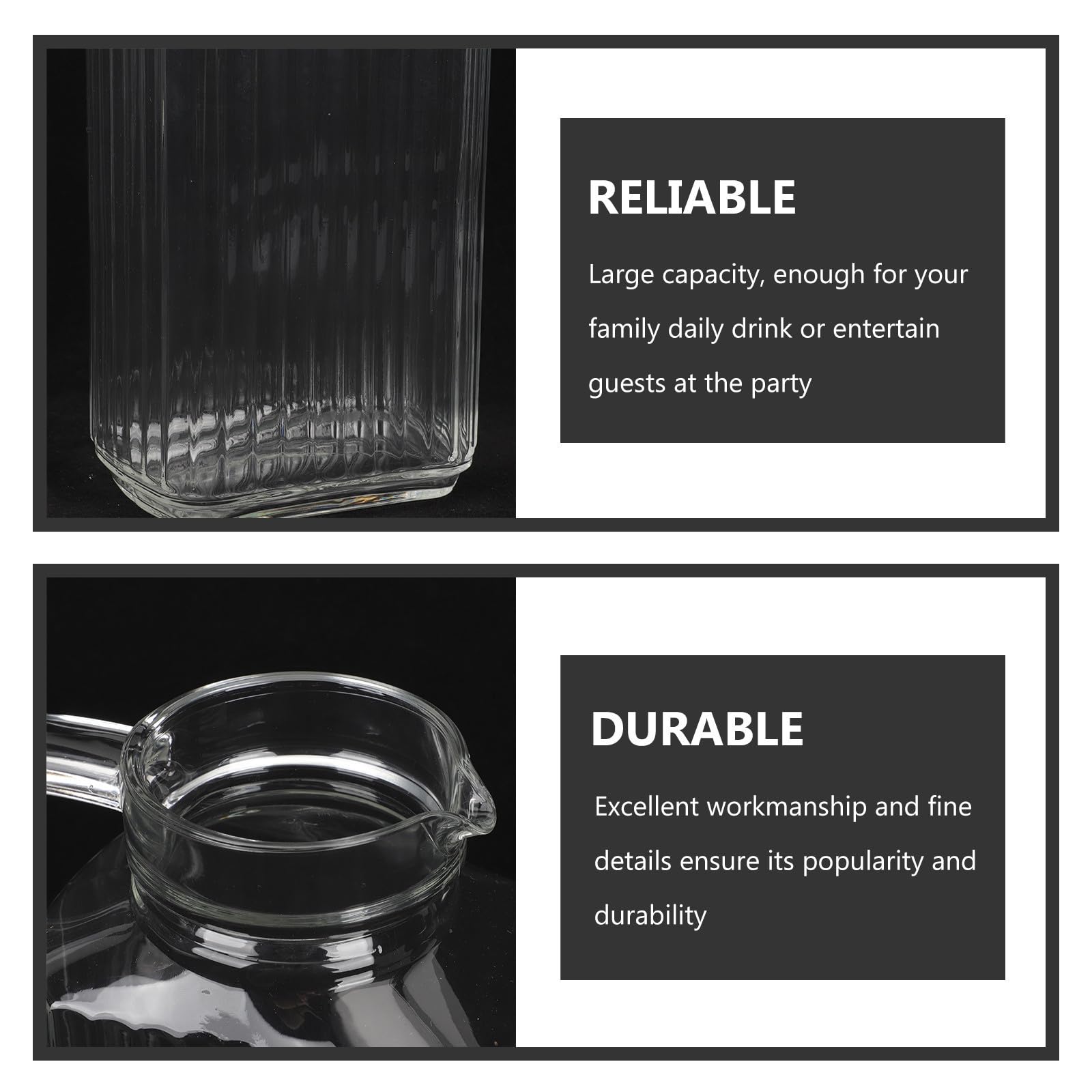 Garneck Jarra de Agua de Vidrio de 1.7l Tapa Resistente, Gran Capacidad para Bebidas Frías y Calientes, Adecuado para Hogar y Oficina