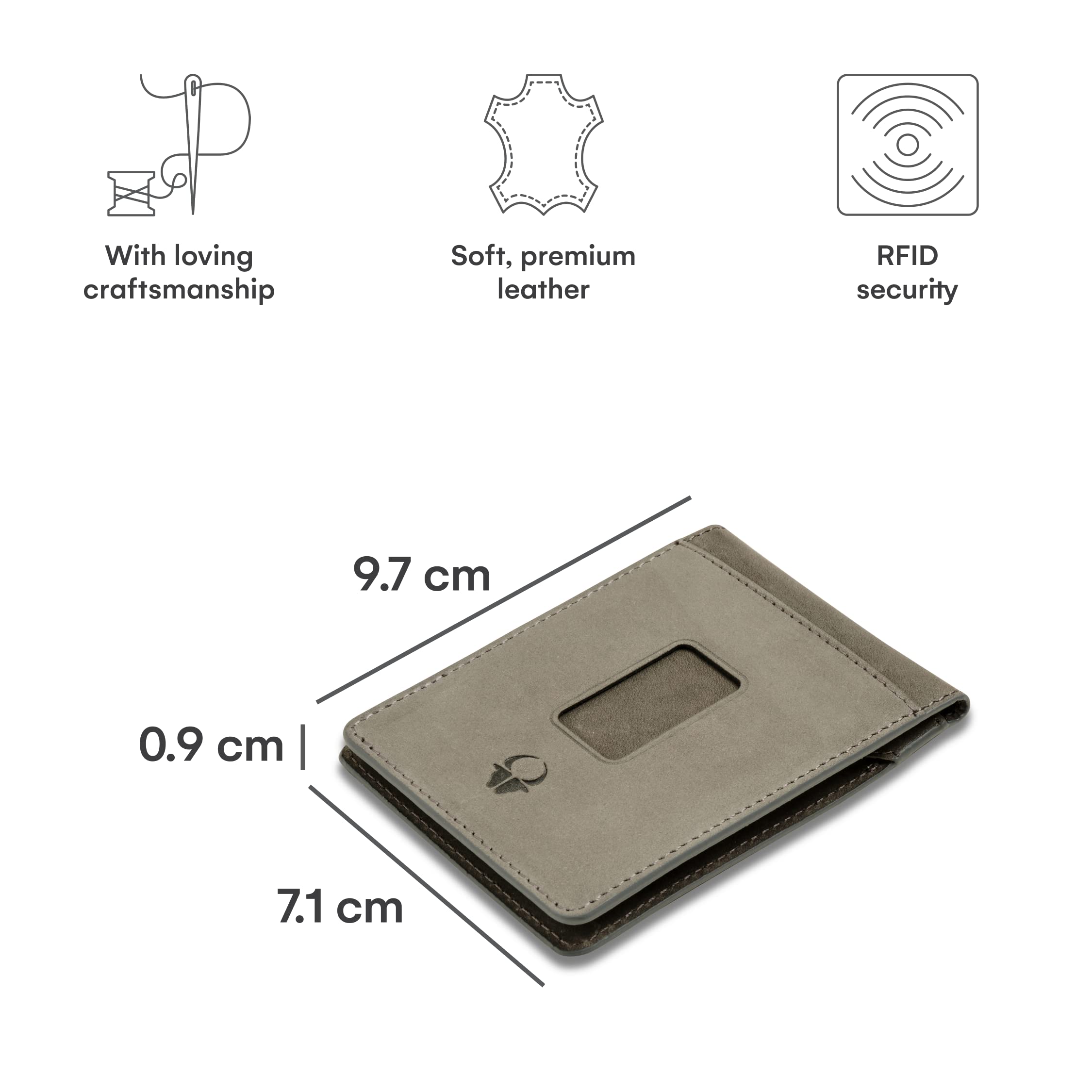 DONBOLSO Austin Portafoglio Slim Uomo In Vera Pelle – RFID, Porta 10 Carte, Scomparto Monete, Finestra Per Documenti