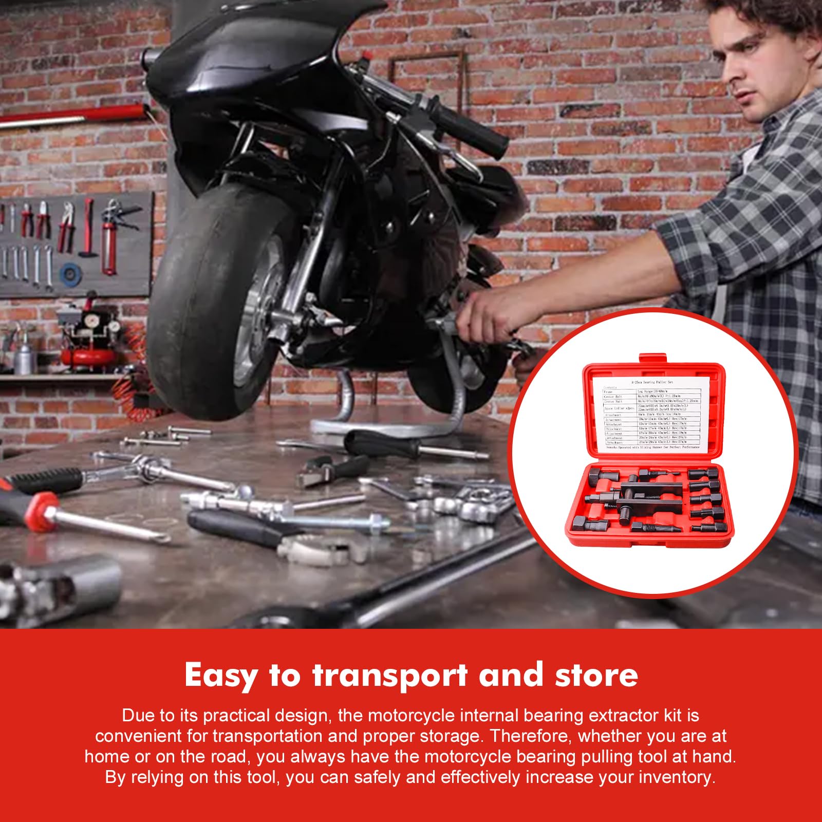 Set di 10 estrattori per cuscinetti interni per moto, 8 – 25 mm, attrezzi per la rimozione del cuscinetto della ruota, set di attrezzi per cuscinetti a sfera, estrattore cuscinetto ruota, estrattore