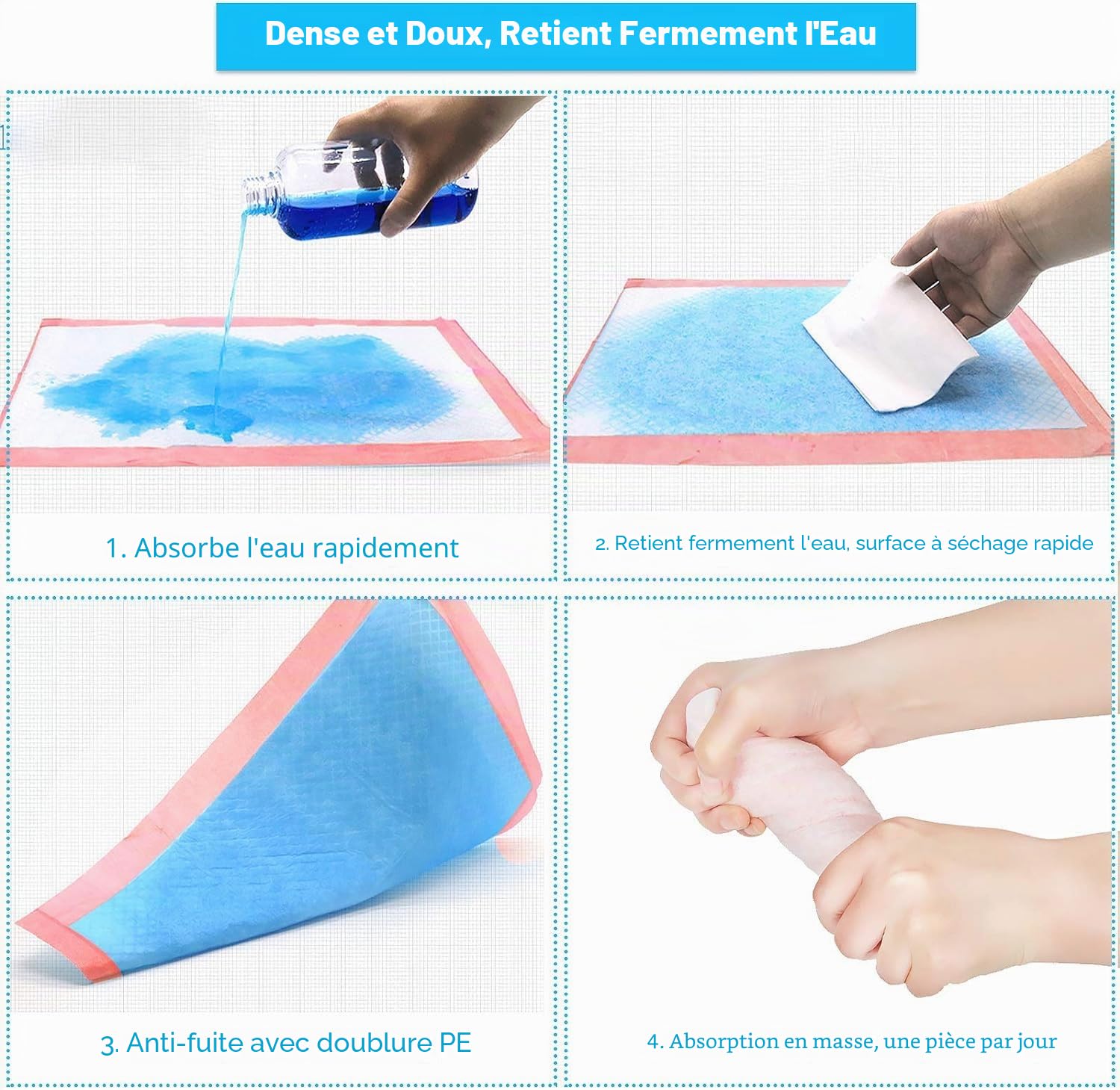 ACE2ACE Tapis éducateurs pour Chien Chiot Épaissir, Lot de 40 Tapis Absorant Couche inférieure imperméable 60 x 60 cm,Anti-Fuite Super absorbants